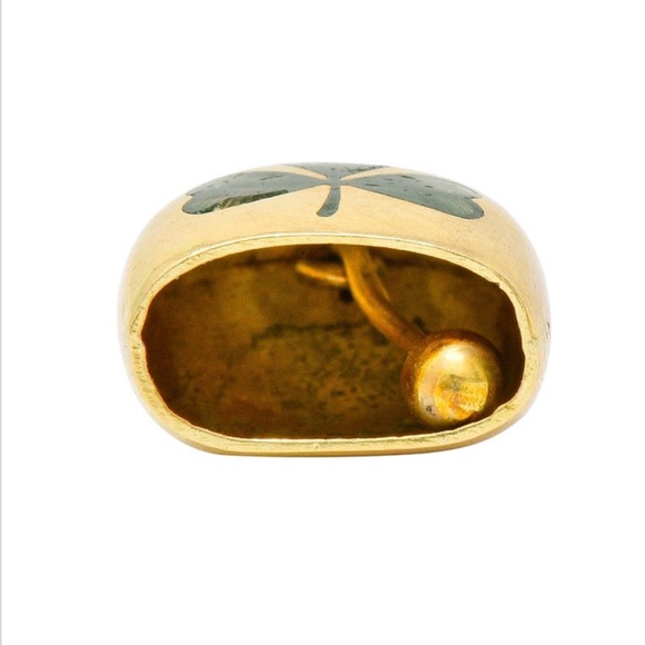 Art Nouveau Green Enamel 14 Karat
Gold Irish Clover Bell Charm - Picture 8 of 9